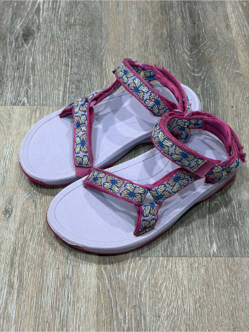 Teva Pink and Blue Patterned Strappy Sandals
